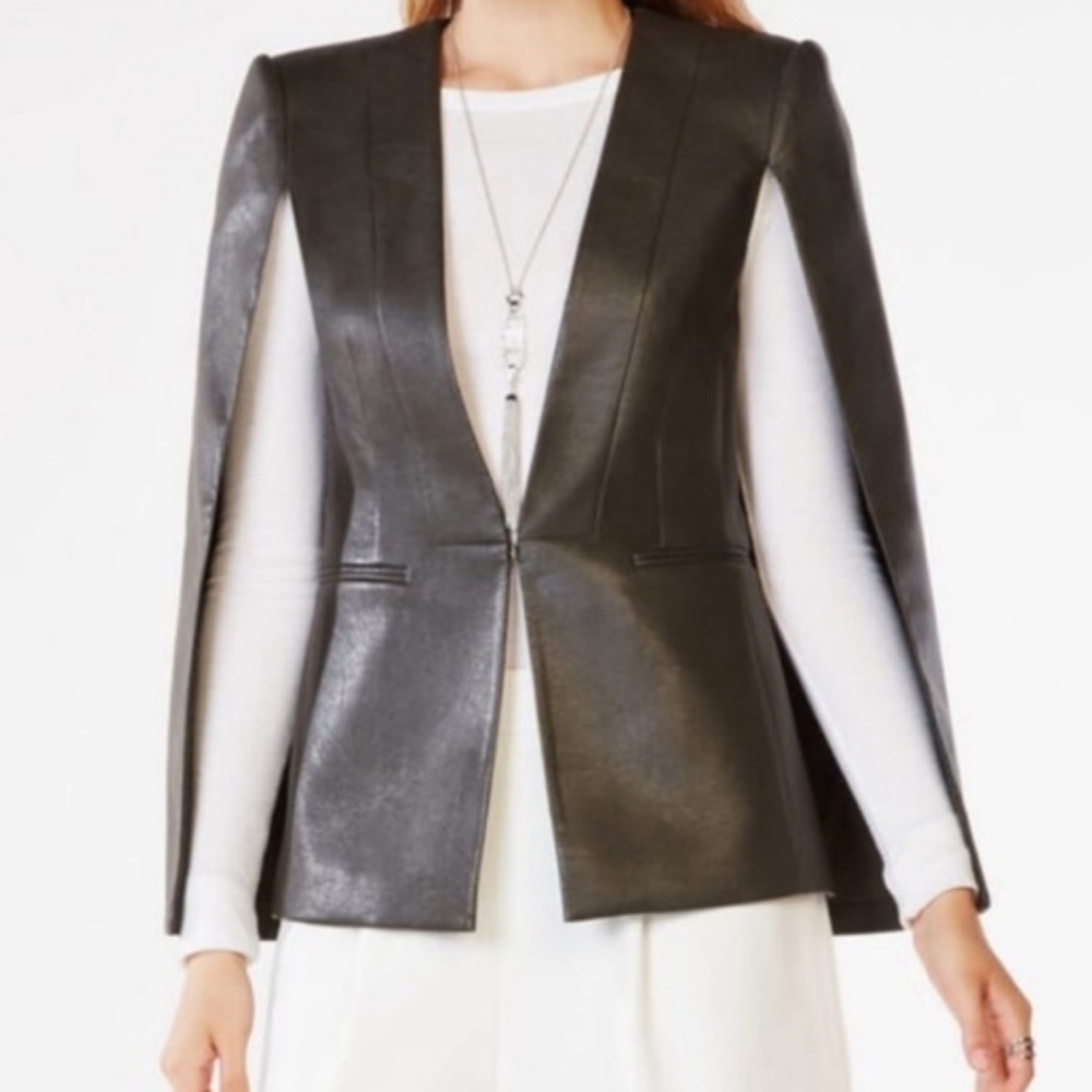 VINTAGE BCBG MAX AZRIA LEATHER CAPE VEST